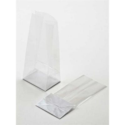 Clear flat-bottom cake pop treat bags with white cardstock inserts 3 x 2 x 8 inches pack of 100
