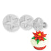 Calyx Poinsettia Plunger Cutter Set of 3 for creating realistic fondant poinsettia flowers, cupcakes, cookies and Christmas cake decorations.