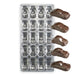Polycarbonate chocolate mold with 20 car-shaped cavities for molded chocolates, candy making, racing party favors, and themed dessert decorations.