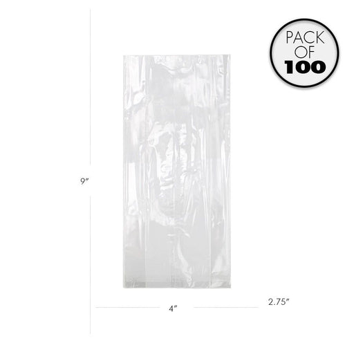 Clear gusset cellophane treat bags 4 x 2 3/4 x 9 inch pack of 100 for cookies candy and bakery packaging made in USA