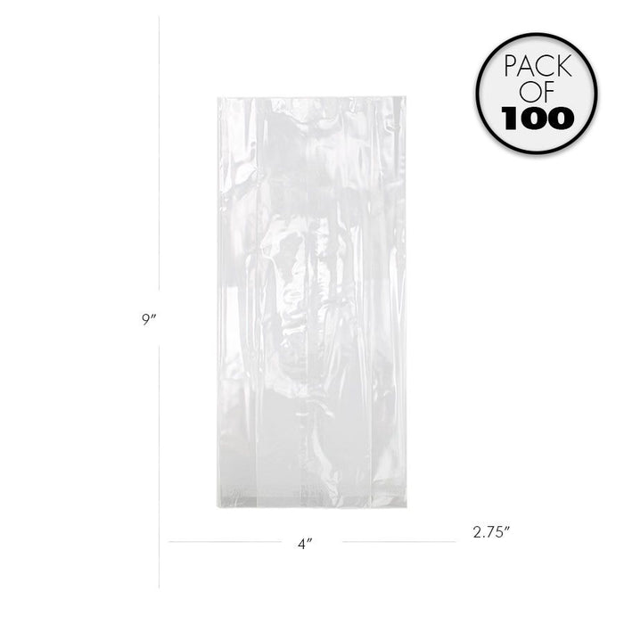 Clear gusset cellophane treat bags 4 x 2 3/4 x 9 inch pack of 100 for cookies candy and bakery packaging made in USA