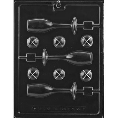 Champagne glass lollipop chocolate candy mold for creating wedding and celebration themed chocolate treats
