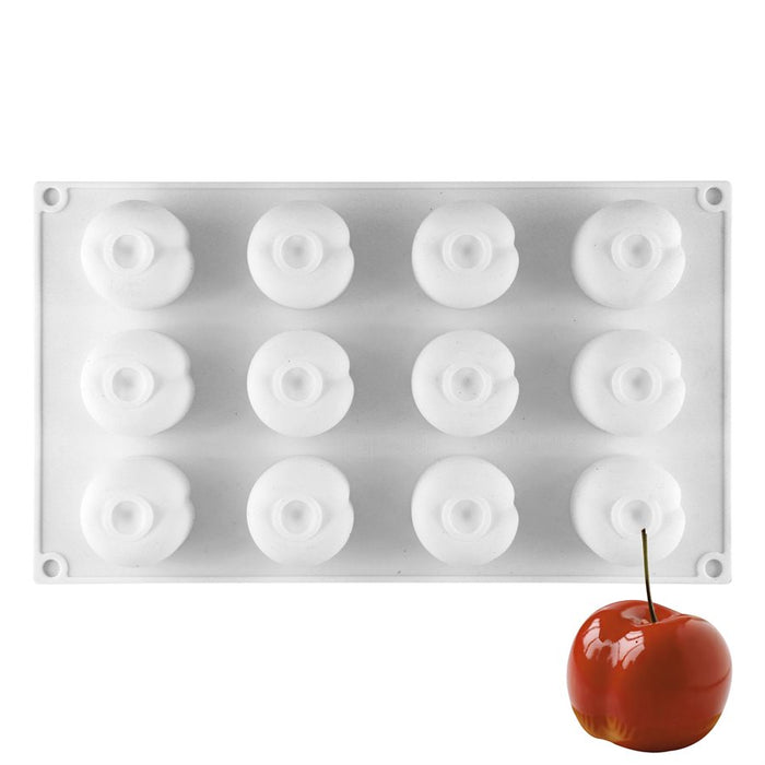 NY Cake 12-cavity cherry and apple silicone baking mold for chocolate, candy, fondant, mousse, baking and desserts.