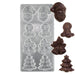 Chocolate mold with Santa Claus and Christmas tree shapes, showing chocolate casts on a white background.