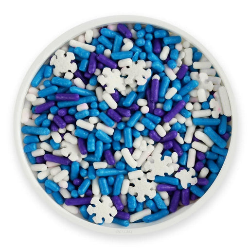 Christmas Blizzard blue purple and white jimmies sprinkles with snowflakes
