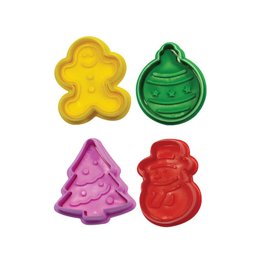 Christmas fondant and pie cutter set of 4 with tree snowman gingerbread boy and ornament