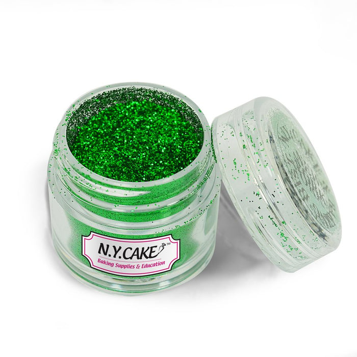 Christmas Green Disco Dust 5 gram jar of sparkling non-edible green decorative glitter by NY Cake