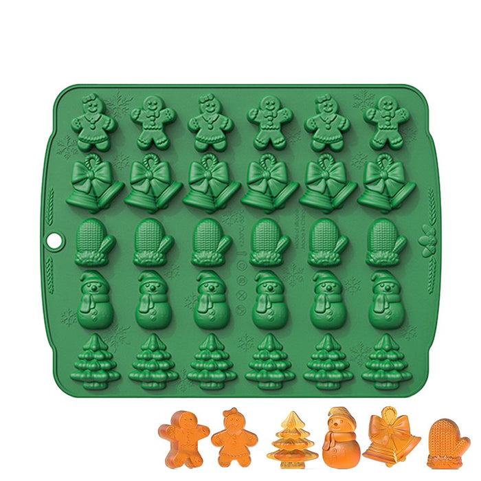 NY Cake Christmas JellyFlex silicone mold with 30 holiday cavities for gummies, jelly, chocolates, candy and festive treats