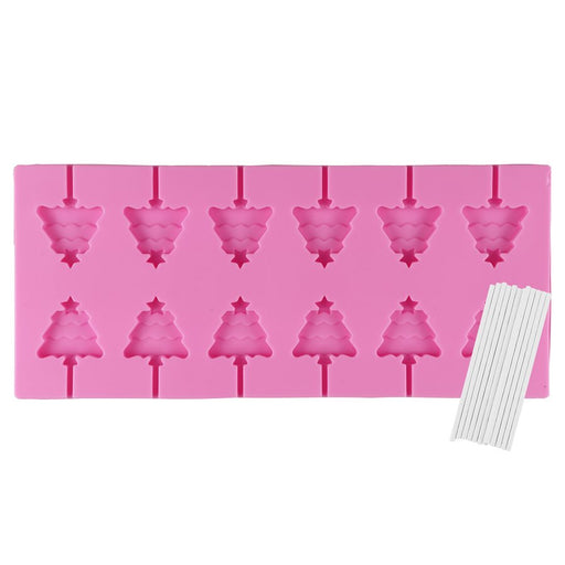 christmas tree cake pop silicone mold with sticks