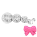 Classic Bow Plunger Cutter Set of 4 for creating fondant bow decorations for cakes, cupcakes, cookies, baby showers and wedding desserts.