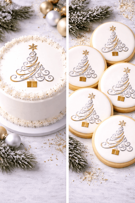 Classy Christmas Tree Stencil for Cakes, Cookies, Cupcakes, & Macarons