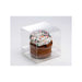 Clear 4 x 4 x 4 inch cupcake box with food-safe insert designed to hold one jumbo cupcake or Texas-size muffin securely