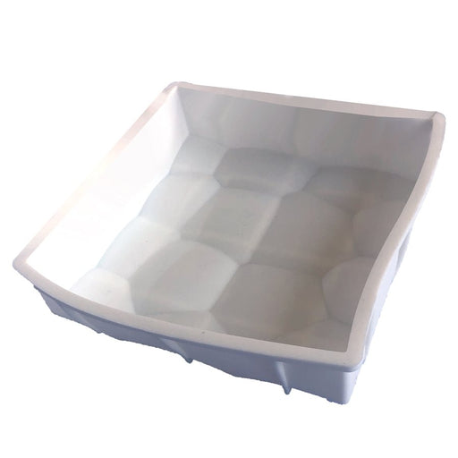 7.5-inch cobblestone silicone baking and freezing mold with dimensional geometric pattern for cakes and desserts.