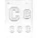 Letter C chocolate candy mold with multiple alphabet letter sizes for personalized chocolates, monograms, cake decorating, and candy making