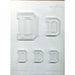 Letter D chocolate candy mold with multiple alphabet letter sizes for personalized chocolates, monograms, cake decorating, and candy making