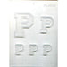 Letter P chocolate candy mold with multiple alphabet letter sizes for personalized chocolates and cake decorating