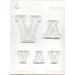 Letter V chocolate candy mold with multiple alphabet letter sizes for personalized chocolates and cake decorating