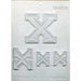 Letter X chocolate candy mold with multiple alphabet letter sizes for personalized chocolates and cake decorating