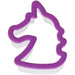 Wilton unicorn head cookie cutter 3 inch with purple comfort grip for birthday cookies, fondant and themed baking