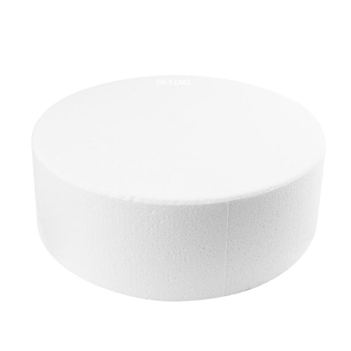 Round contoured edge styrofoam cake dummy for wedding cakes, display cakes, bakery showcases, cake decorating practice, and tiered cake designs.
