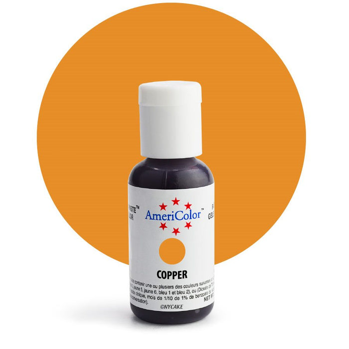 AmeriColor Copper Soft Gel Paste Food Color .75 oz bottle for frosting, fondant, cakes, cookies, cupcakes, and cake decorating.