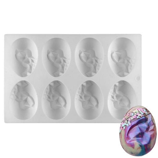 NY Cake Cracked Egg 8 Cavity Silicone Baking Mold for chocolate shells, mousse desserts, cakes and Easter treats