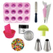 NY Cake cupcake decorating kit with silicone pan, piping tips, bags, liners and decorating supplies