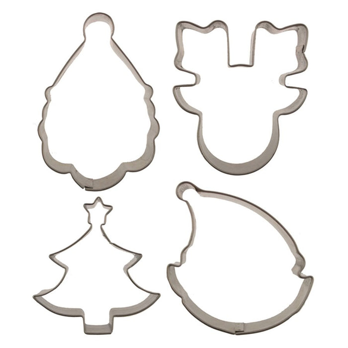 Christmas cookie cutter set 4 piece stainless steel elf reindeer Santa tree