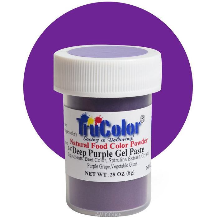 TruColor Deep Purple natural gel paste food coloring for buttercream, fondant, cakes, cookies, macarons, and dessert decorating.