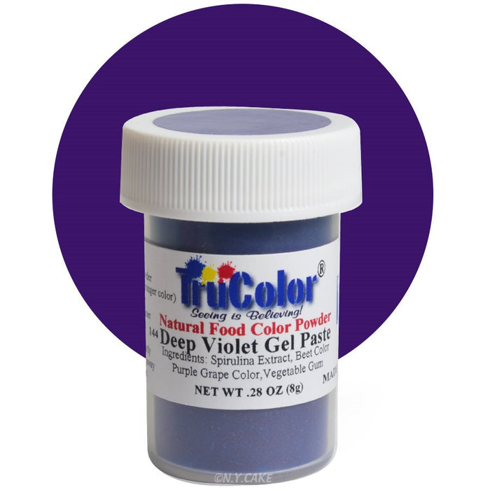 TruColor Deep Violet natural gel paste food coloring powder for cakes, buttercream, fondant, cookies, and dessert decorating.