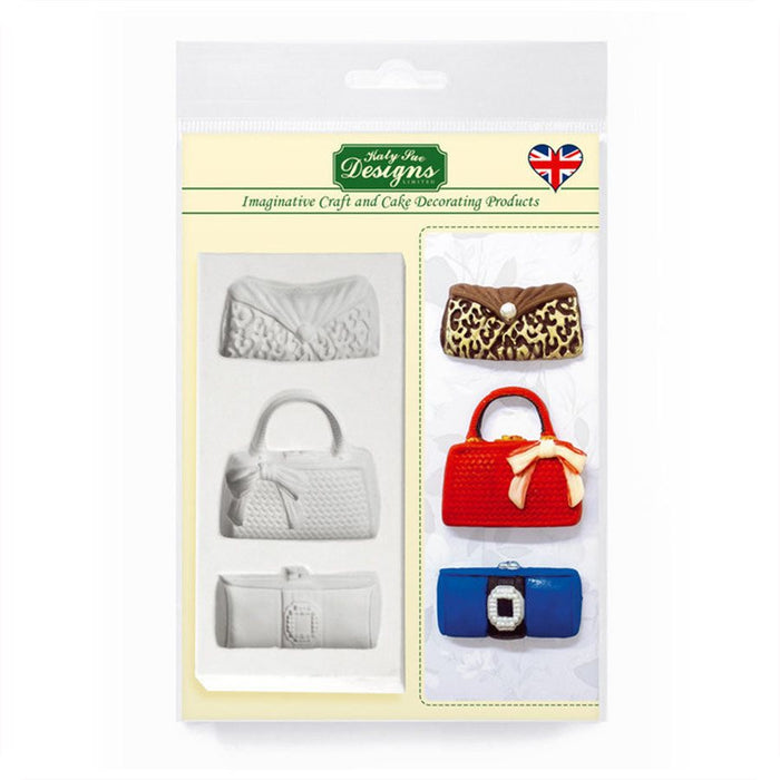 Katy Sue designer handbags silicone fondant mold with 3 purse designs