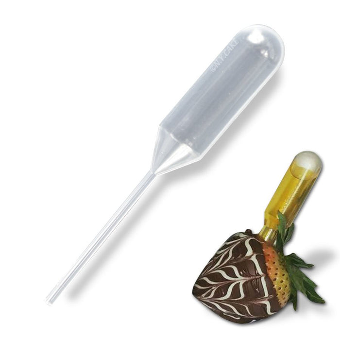 Clear disposable food pipettes for injecting flavors into cupcakes, strawberries, cake pops, desserts, appetizers, and catering presentations.