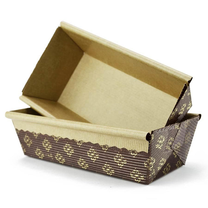 Disposable paper baking loaf mold 6 x 2.5 x 2 inch for breads, pound cakes, tea cakes, bakery displays, and gift packaging.