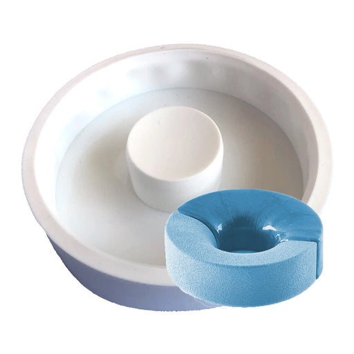 7.75-inch donut ring silicone baking and freezing mold with 40.6-ounce capacity for cakes, mousse, chocolate and frozen desserts.