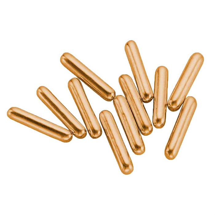 Metallic dragee rods in vintage gold, silver, and blue for cake decorating, cupcake accents, dessert displays, and professional confectionery designs.