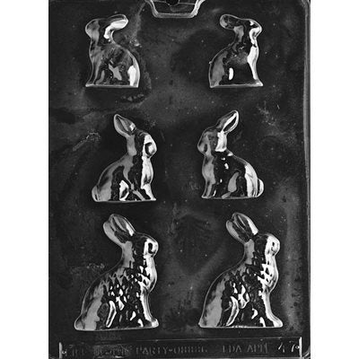 3 Sized Bunnies Chocolate Candy Mold - NY Cake | Cake Decorating & Baking Supplies