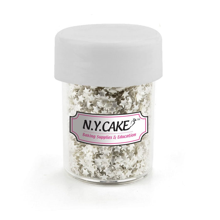 Silver Stars Edible Glitter 4.5 Grams - NY Cake | Cake Decorating & Baking Supplies