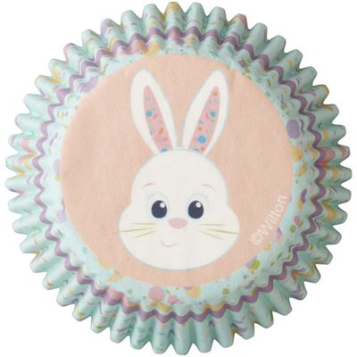 Wilton Easter Bunny cupcake decorating kit with pastel baking cups and Easter bunny and chick cupcake picks for decorating 24 cupcakes.