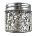 200mg jar of small-cut edible silver flakes for decorating cakes, chocolates, pastries and confections.