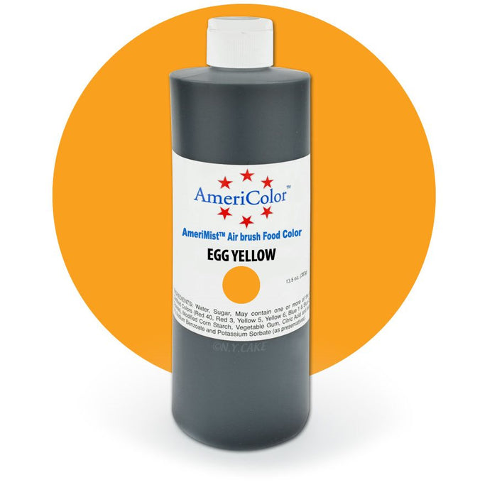 AmeriColor Egg Yellow Airbrush Food Color 13.5 oz bottle for cakes, cookies, fondant and professional dessert decorating.
