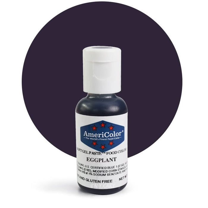 AmeriColor Eggplant Soft Gel Paste food coloring .75 oz bottle for cake decorating, fondant, buttercream, cookies, royal icing, and bakery desserts.