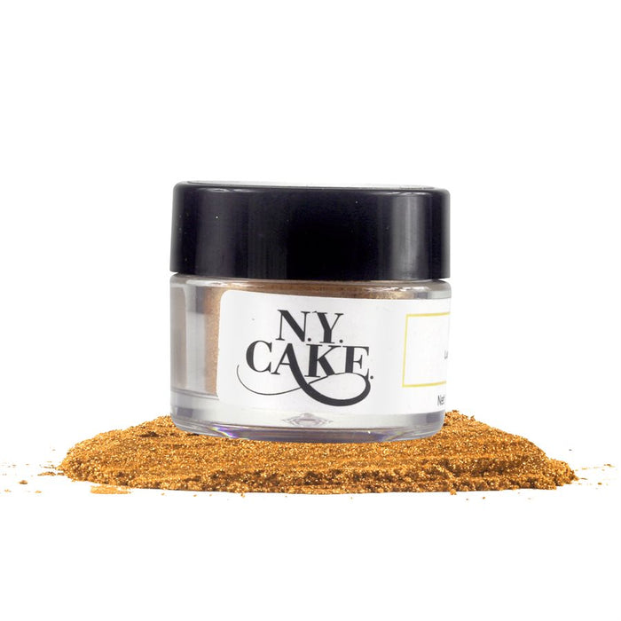 NY Cake Egyptian Gold 100% Edible Highlighter Dust jar with rich, shimmering metallic gold powder for decorating cakes, cookies, chocolates, and fondant.