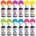 AmeriColor Electric Airbrush food coloring kit with 12 neon decorating colors for cakes, cookies, fondant, buttercream, chocolates, and bakery airbrushing.