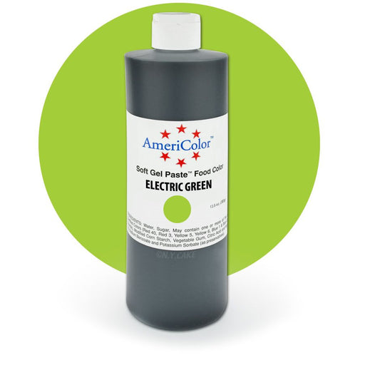AmeriColor Electric Green Soft Gel Paste Food Coloring 13.5 oz bottle for cakes, fondant, buttercream, cookies, and dessert decorating