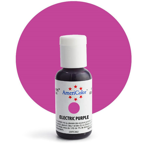 AmeriColor Electric Purple Soft Gel Paste food coloring .75 oz bottle for cakes, cookies, fondant, buttercream, royal icing, and bakery decorating.