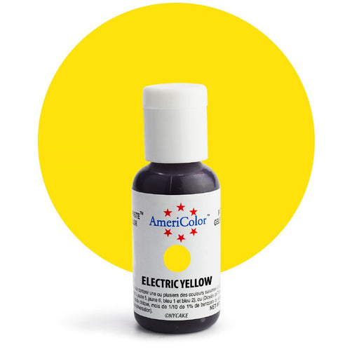 AmeriColor Electric Yellow Soft Gel Paste food coloring .75 oz bottle for cakes, cookies, fondant, buttercream, royal icing, and bakery decorating.