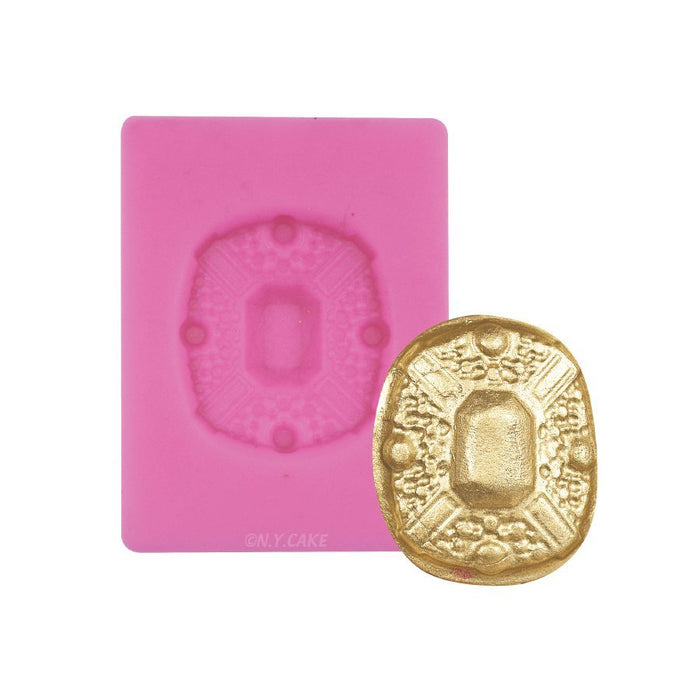 Emerald brooch silicone fondant mold for cake decorating, gum paste, modeling chocolate, candy, cookies and luxury cake decorations.