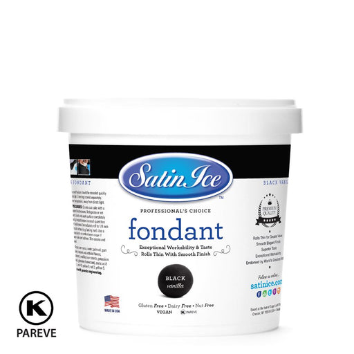 Satin Ice Rolled Fondant Icing Black 2 Pounds - NY Cake | Cake Decorating & Baking Supplies