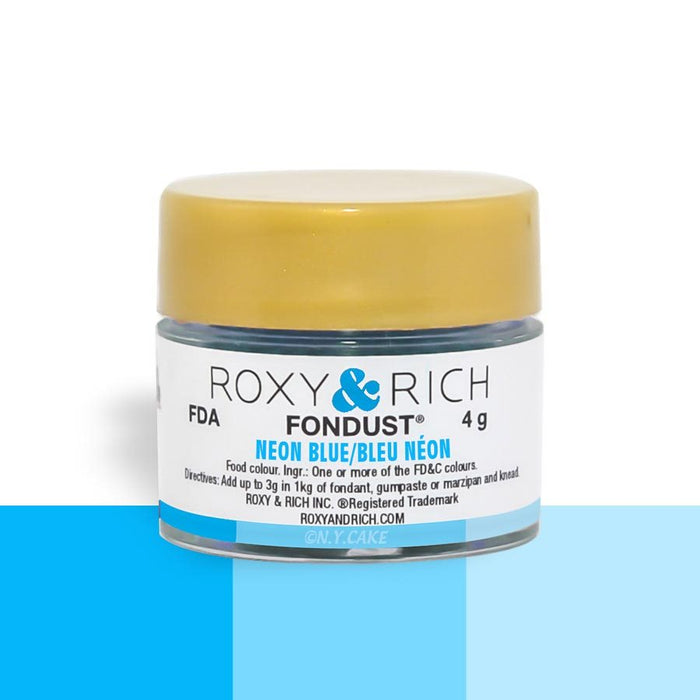 Neon Blue Fondust Food Coloring By Roxy Rich 4 gram - NY Cake | Cake Decorating & Baking Supplies