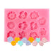 Finished flowers silicone fondant mold with 11 floral cavities for creating detailed cake, cupcake, cookie, chocolate, and fondant decorations